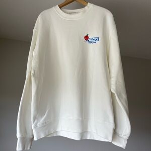 Madhappy white Crewneck Sweater with Blue and Red Accents 🍎🌊